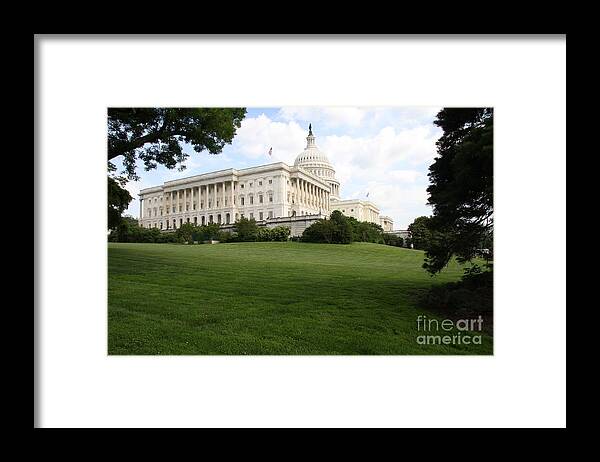 Capital Framed Print featuring the photograph The Capitol Hill View Washington DC by Christiane Schulze Art And Photography