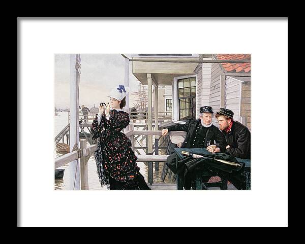 Binoculars Framed Print featuring the painting The Captains Daughter by James Jacques Joseph Tissot