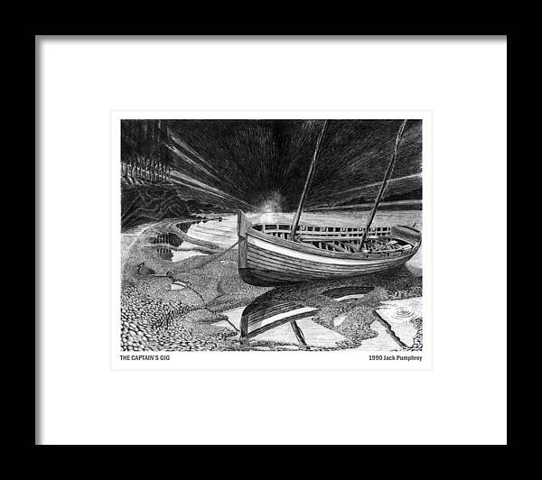 Artwork Of Yachts Framed Print featuring the drawing Captain Vancouvers Gig by Jack Pumphrey
