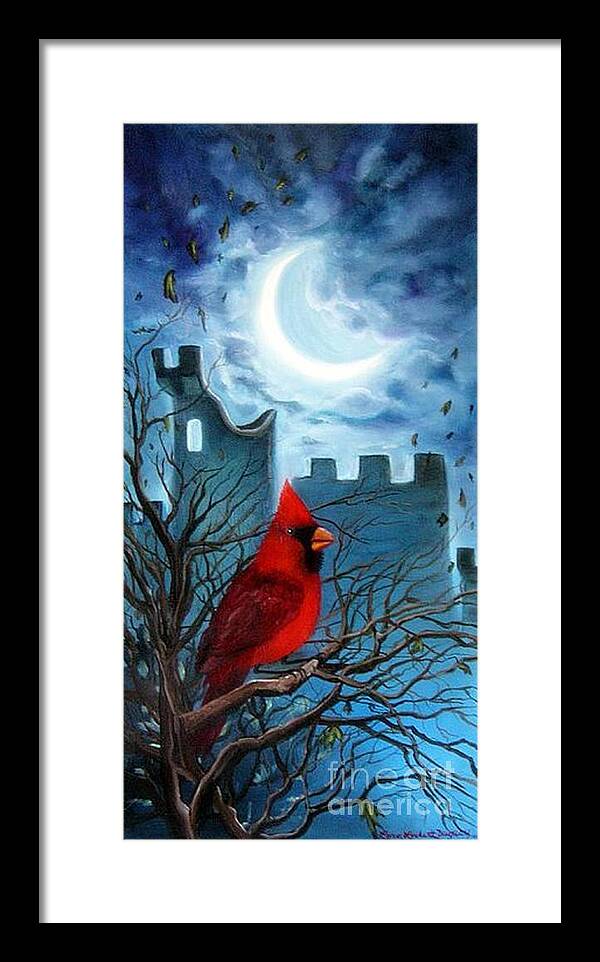 Cardinal Framed Print featuring the painting The Cardinal by Lora Duguay
