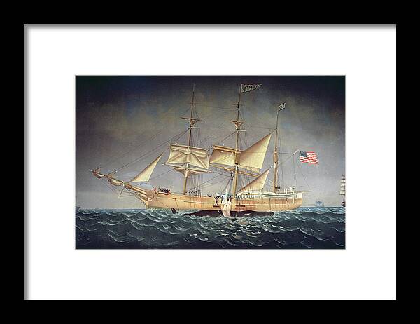 Ship Framed Print featuring the photograph The Catalpa With Whale Oil On Canvas by American School