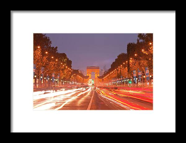 Avenue Framed Print featuring the photograph The Champs Elysees And Arc De Triomphe by Julian Elliott Photography