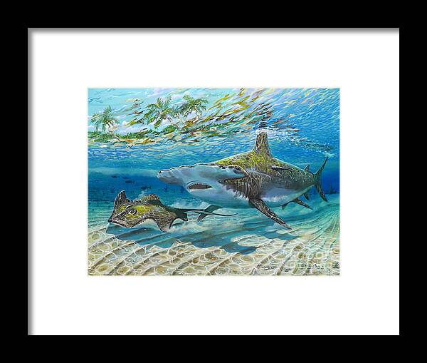Shark Framed Print featuring the painting The Chase by Carey Chen