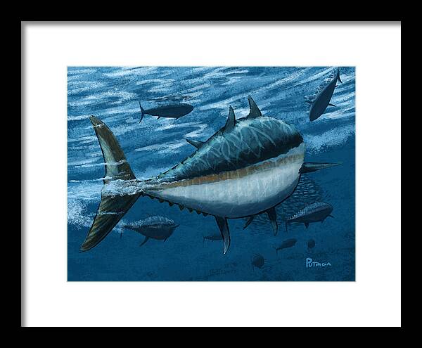 Tuna Framed Print featuring the digital art The Chase by Kevin Putman