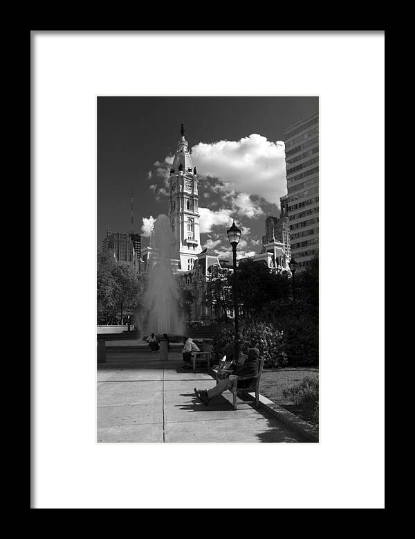 Philadelphia Framed Print featuring the photograph The City Hall of Philadelphia in black and white by Dorin Adrian Berbier