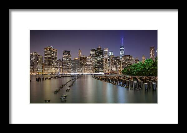 America Framed Print featuring the photograph The city that never sleeps 16 9 aspect by Eduard Moldoveanu