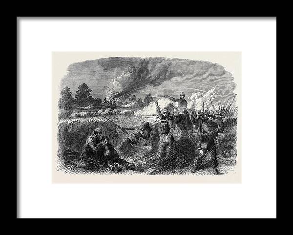 Civil War Framed Print featuring the drawing The Civil War In America Fight At Hainsville On The Upper by English School