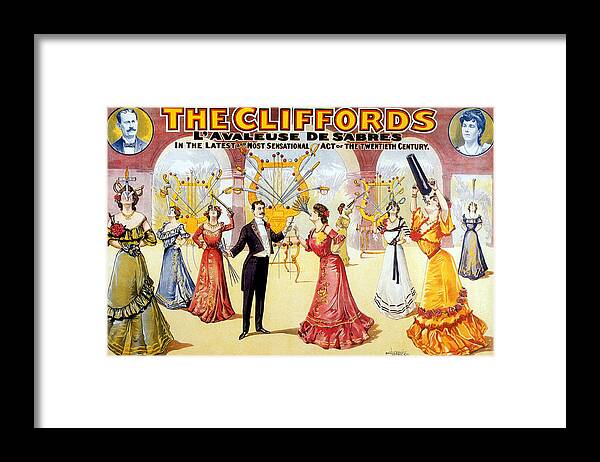 Entertainment Framed Print featuring the photograph The Cliffords, Sword Swallowing Act by Science Source