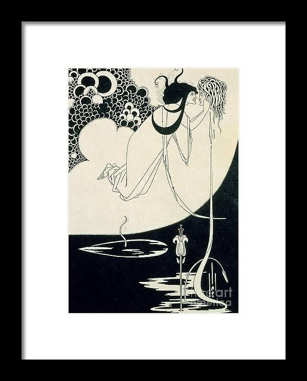 Aubrey Framed Print featuring the drawing The Climax, illustration from Salome by Oscar Wilde, 1893 by Aubrey Beardsley