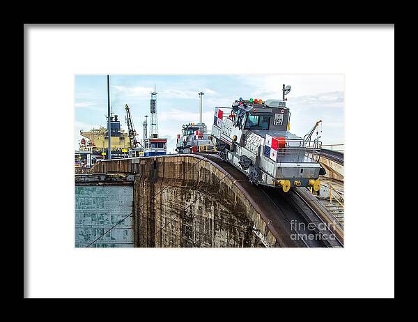 Panama Canal Mules Framed Print featuring the photograph The Climbing Mule of The Panama Canal by Rene Triay FineArt Photos