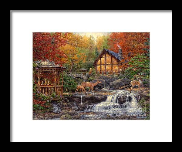  Cabin Framed Print featuring the painting The Colors of Life by Chuck Pinson