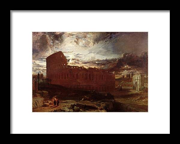Ruins Framed Print featuring the painting The Colosseum, Rome, 1860 by Frederick Lee Bridell