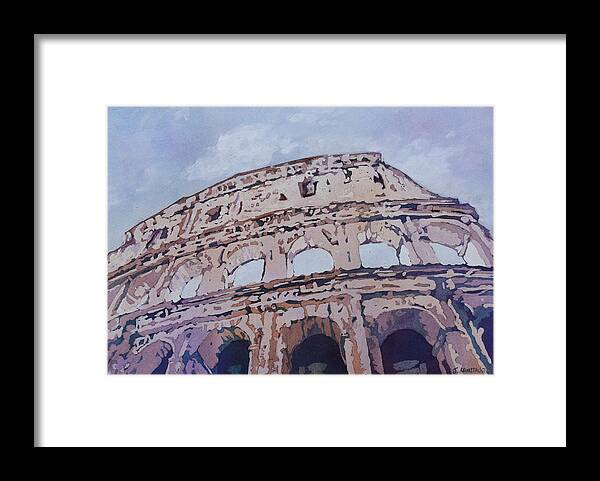 Colosseum Framed Print featuring the painting The Colossus by Jenny Armitage