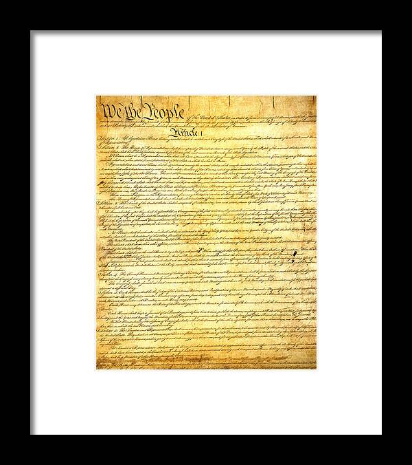 Constitution Framed Print featuring the mixed media The Constitution of the United States of America by Design Turnpike