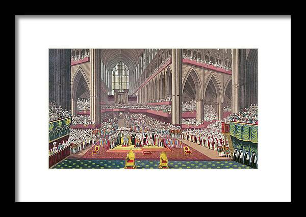 Interior Framed Print featuring the photograph The Coronation Of King William Iv And Queen Adelaide, 1831 Colour Litho by English School