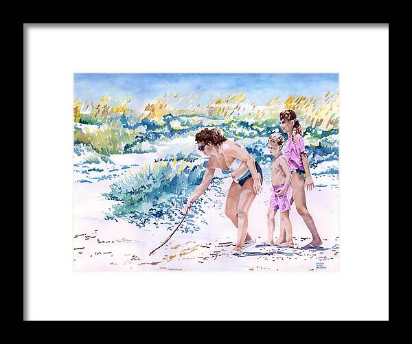 Beach Framed Print featuring the painting The Crab Herders by Pauline Walsh Jacobson