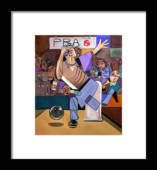 The Cubist Bowler Framed Print featuring the painting The Cubist Bowler by Anthony Falbo