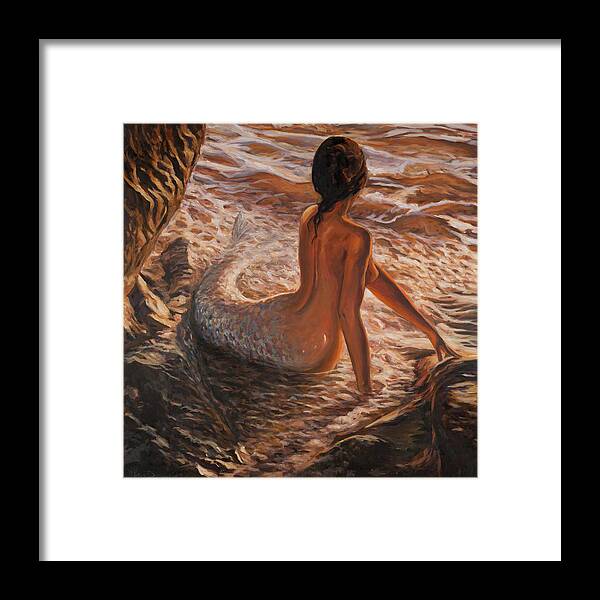 Mermaid Framed Print featuring the painting The daughter of the sea by Marco Busoni