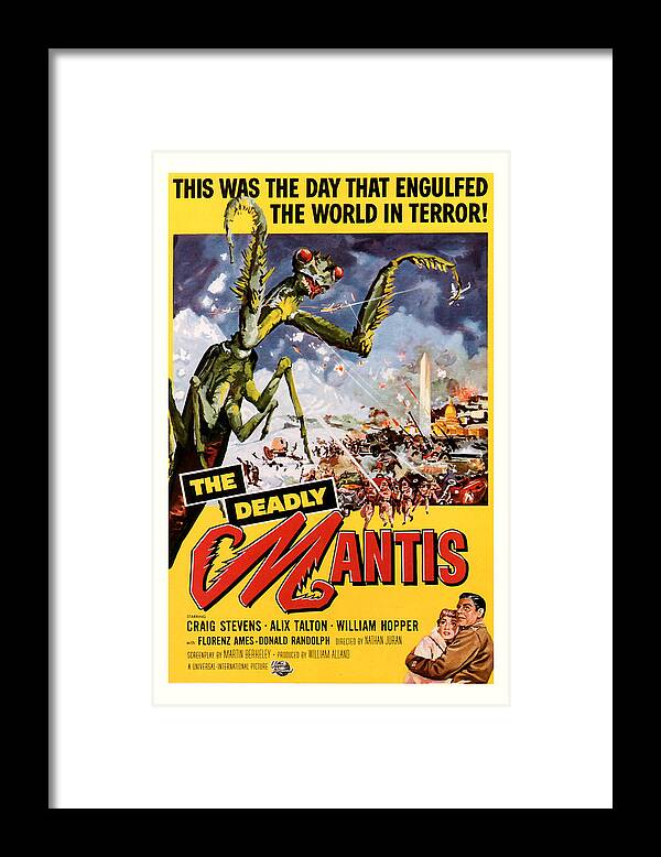 Sci Fi Framed Print featuring the mixed media The Deadly Mantis 1957 Vintage Movie Poster by Presented By American Classic Art
