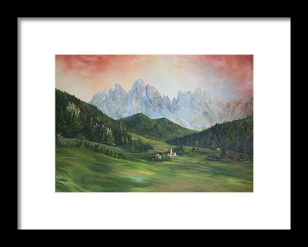 Dolomite Framed Print featuring the painting The Dolomites Italy by Jean Walker
