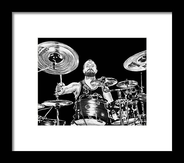 Graphite Framed Print featuring the drawing Drummer by Terri Mills