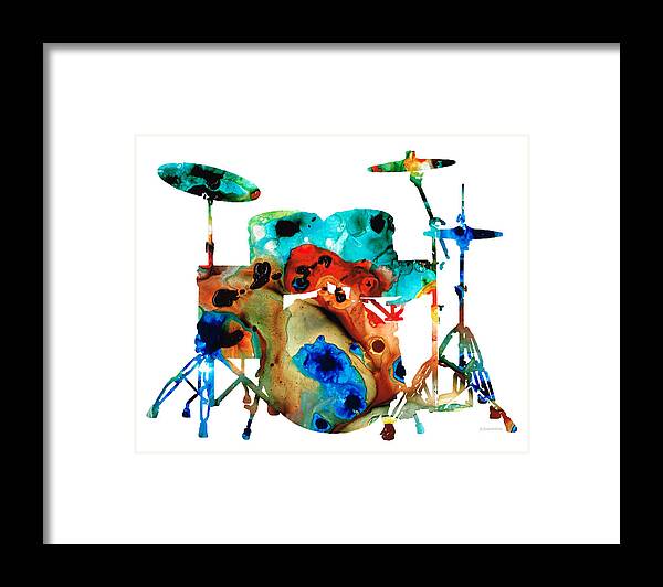 Drum Framed Print featuring the painting The Drums - Music Art By Sharon Cummings by Sharon Cummings