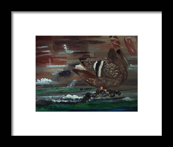 Canal Framed Print featuring the painting The Duck by Susan Voidets