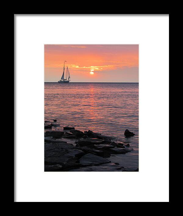 Sunset Framed Print featuring the photograph The Edith Becker at Sunset by David T Wilkinson