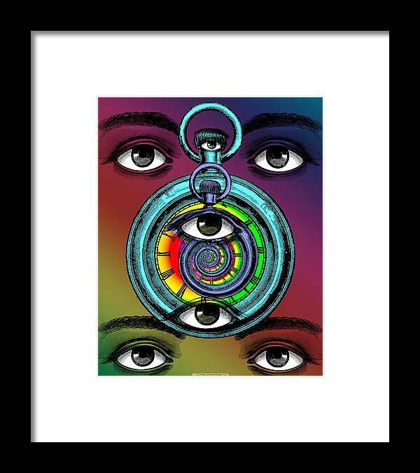 Digital Collage Framed Print featuring the digital art The Eternal Watch by Eric Edelman