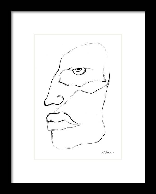 Face Line Framed Print featuring the drawing The Face by Deena Athans