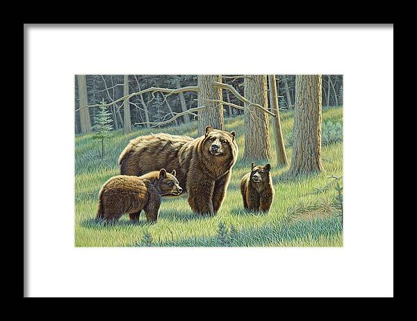 Wildlife Framed Print featuring the painting The Family - Black Bears by Paul Krapf