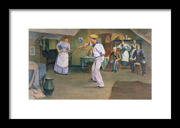 En Garde Framed Print featuring the painting The Fencing Lesson by Frederick James McNamara Evans
