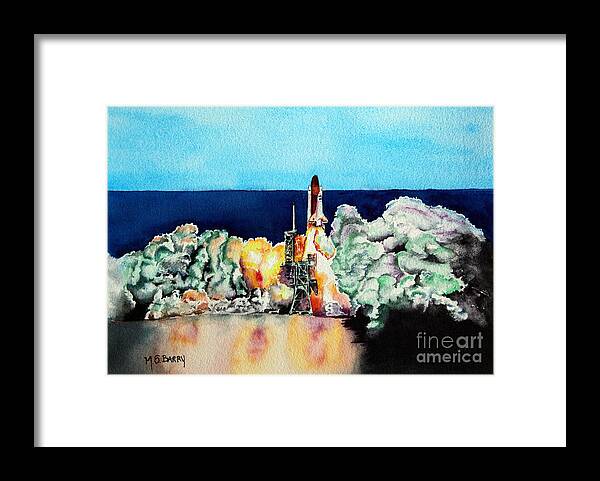 Space Shuttle Framed Print featuring the painting The Final Countdown by Maria Barry
