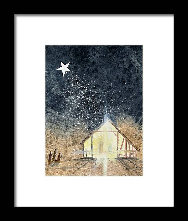 Christmas Framed Print featuring the painting The First Christmas by Jackie Mueller-Jones