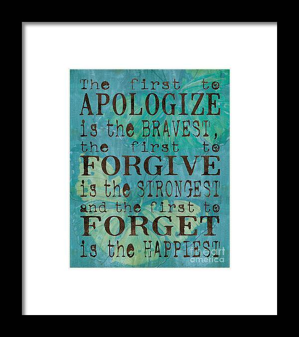Inspirational Framed Print featuring the painting The First to Apologize by Debbie DeWitt