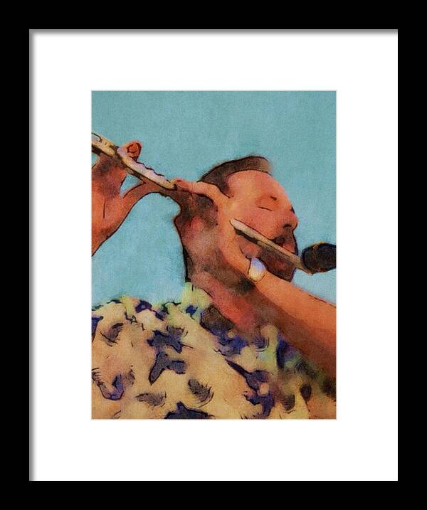 Musician Framed Print featuring the photograph The Flute Player by Gary De Capua