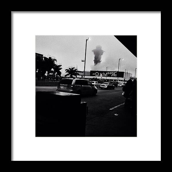 Monochromatic Framed Print featuring the photograph the #fog And The #lax #tower by Quinn Moore