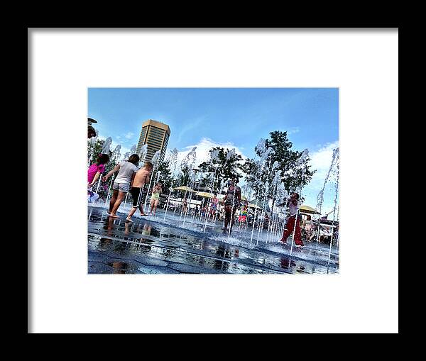 Fountain Framed Print featuring the photograph The Fountains at the Inner Harbor by Chris Montcalmo