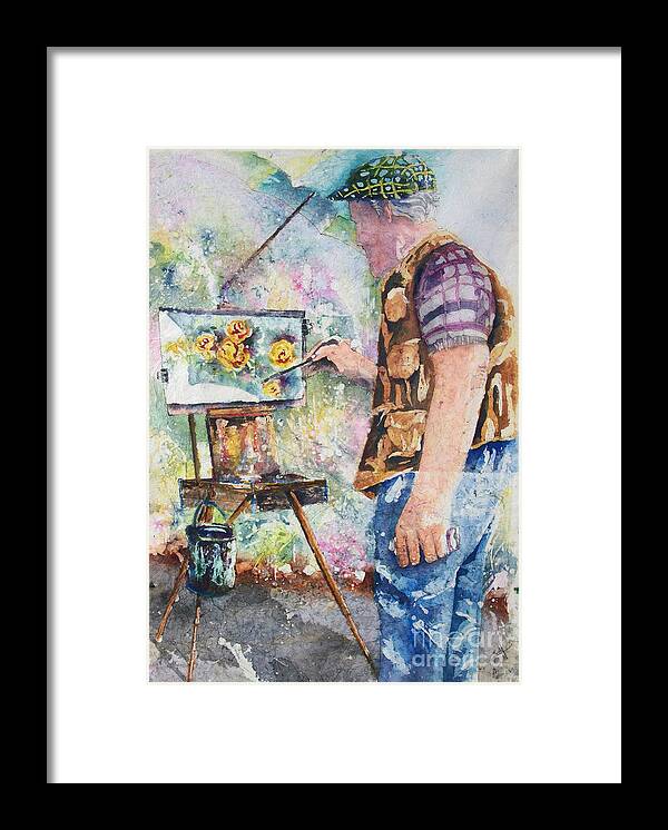 Painter Framed Print featuring the painting The Garden Artist by Carol Losinski Naylor