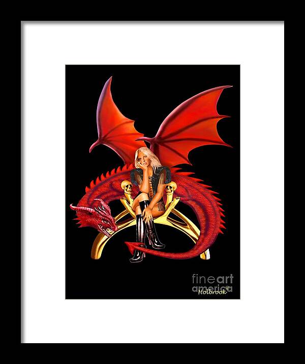 Girl With The Red Dragon Framed Print featuring the digital art The Girl With the Red Dragon by Glenn Holbrook