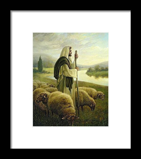 Jesus Framed Print featuring the painting The Good Shepherd by Greg Olsen