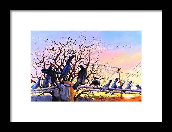 Audubon Framed Print featuring the painting The Grackles Are Coming by Charles Wallis