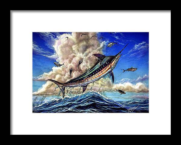 Blue Marlin Framed Print featuring the painting The Grand Challenge Marlin by Terry Fox