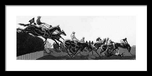 Animal Framed Print featuring the digital art The Grand National At Aintree by Jean Pages