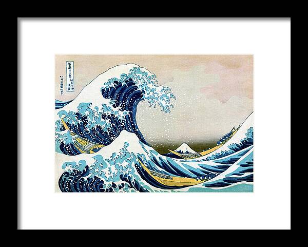 The Great Wave Off Kanagawa Framed Print featuring the photograph The Great Wave Off Kanagawa by Library Of Congress/science Photo Library