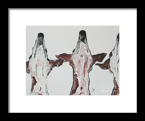 Whippet Framed Print featuring the mixed media The Greek Chorus by Cori Solomon