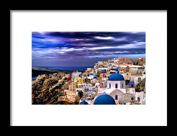 Travel Photo Framed Print featuring the photograph The greek Isles Santorini by Tom Prendergast