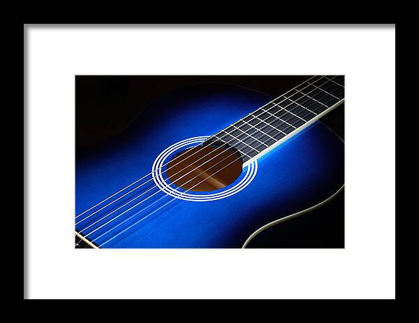 Blue Framed Print featuring the photograph The Guitar by Keith Hawley