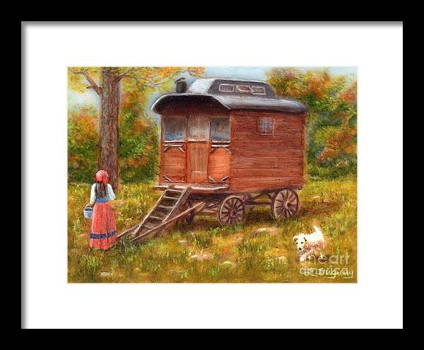 Caravan Framed Print featuring the painting The Gypsy Caravan by Lora Duguay