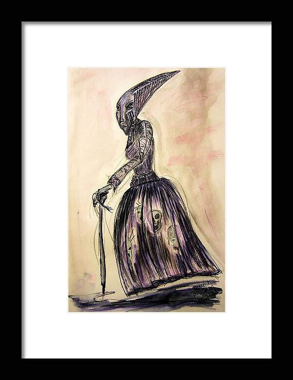 Hag Framed Print featuring the drawing The Hag by Mimulux Patricia No
